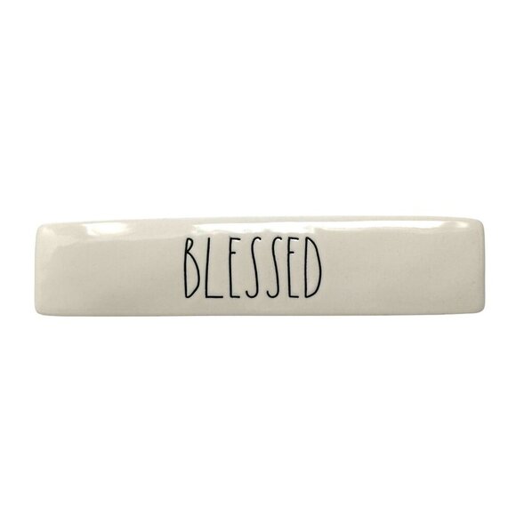 Rae Dunn BLESSED Ceramic Desk Nameplate Sign Paperweight Office Decor Gift - Picture 1 of 7